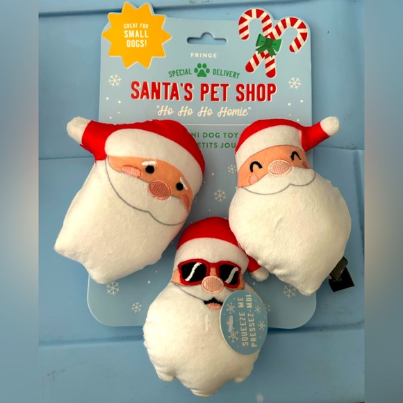 NWT! Petshop by Fringe 3 pack Mini Santa Heads dog toy - Picture 3 of 4